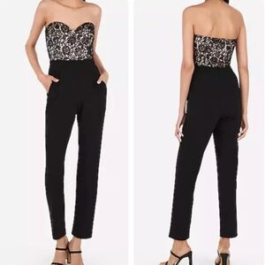 Express Lace Bodice Strapless Sweetheart Jumpsuit
